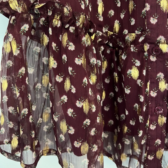 The Mini Dress with Ruffled Hem
Oxblood/Gold Metallic / L - Picture 4 of 9